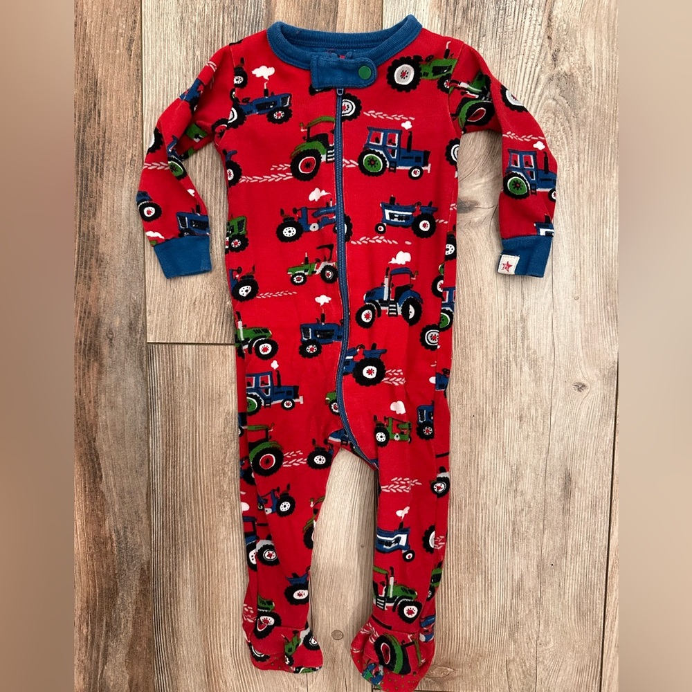Hatley Red Tractor Print Footed One-Piece